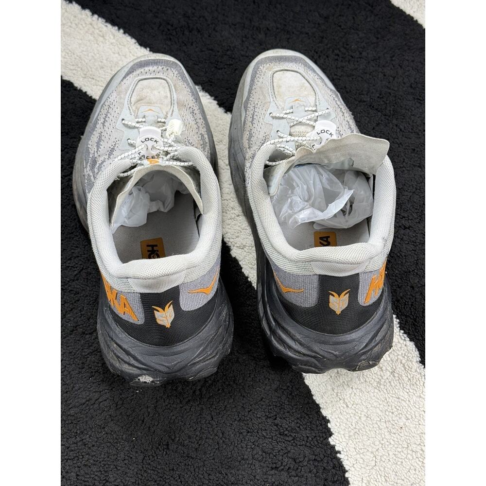 Hoka Speedgoat 5 Trail Running Shoes Grey Orange Vibram Mens Size 12D - Picture 14 of 15